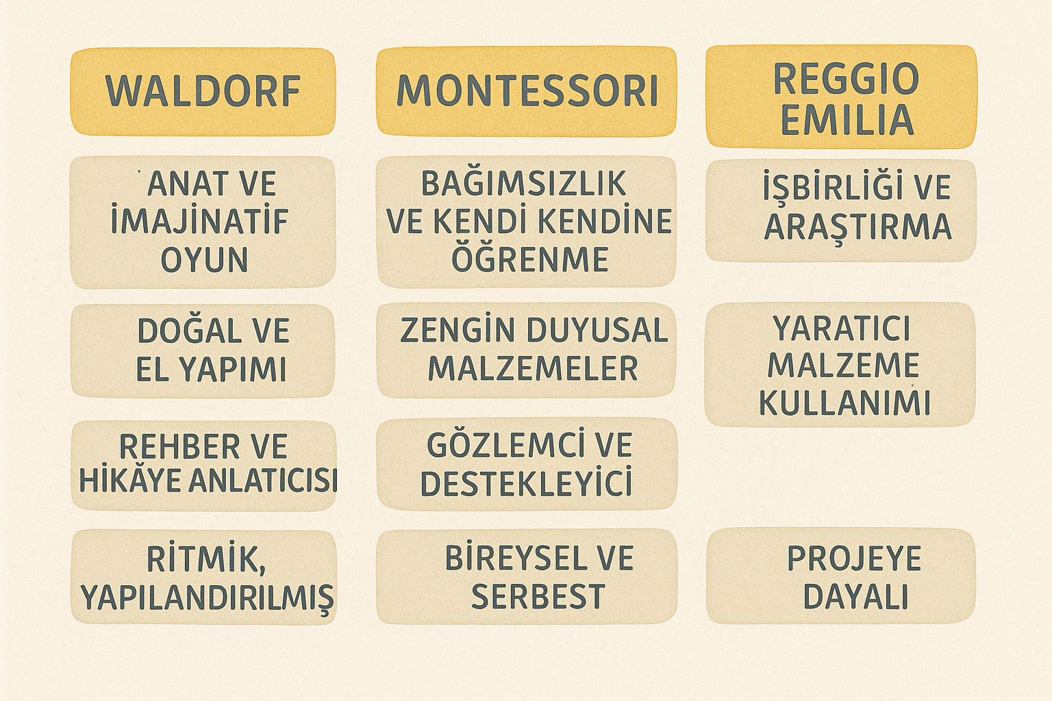 Waldorf, Montessori ve Reggio Emilia farkını keşfedin | Hasat Anaokulu